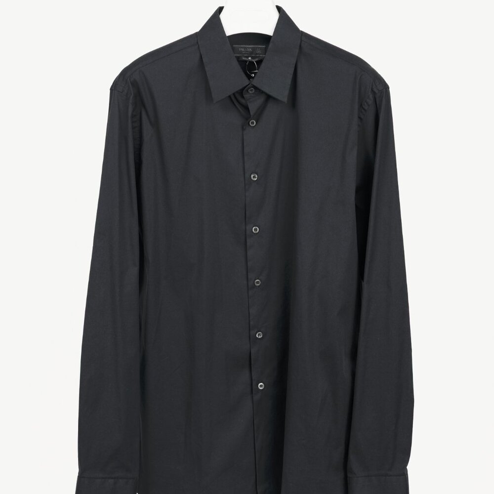 Prada Black Cotton-Poplin Buttoned Shirt